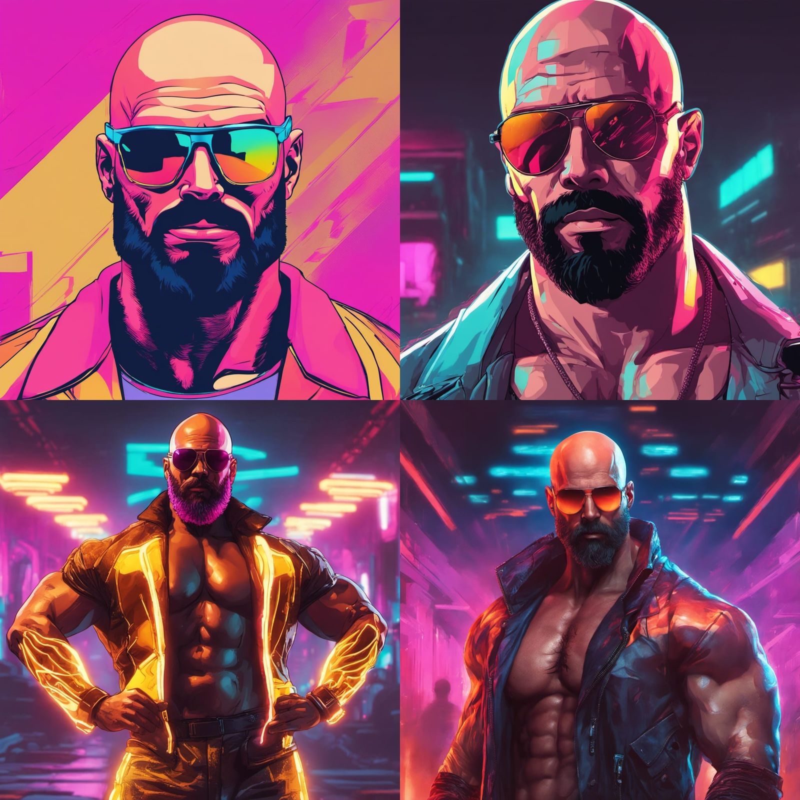 Cyberpunk Bodybuilder with Reflective Shades