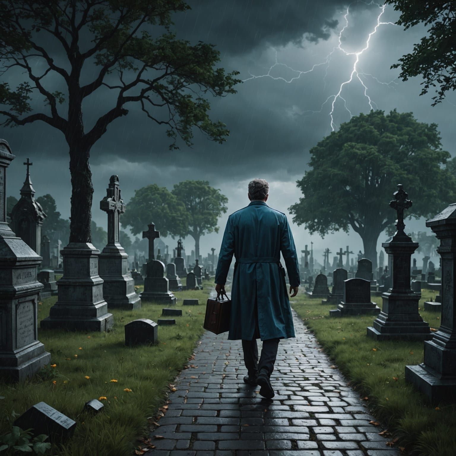 Plague Doctor in Cemetery Digital Painting