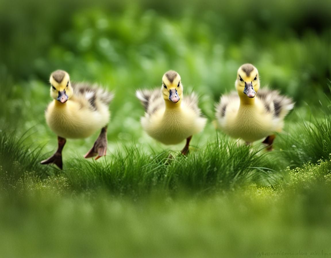 Cute Ducklings Race to Their Mother