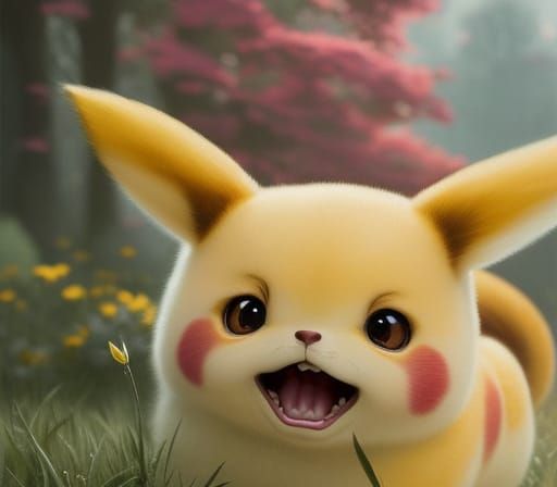 Cute Surprised Pikachu Meme in Cel-Shaded Style