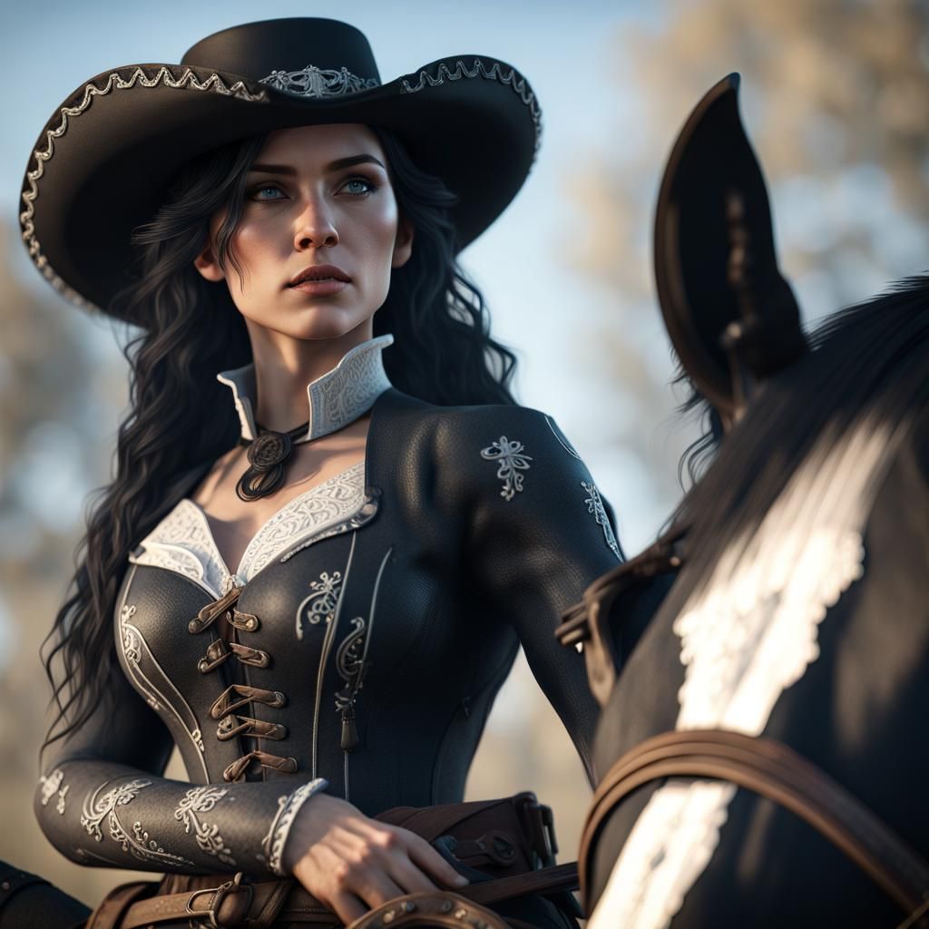 Victorian Woman Rides Horse in Cinematic 3D