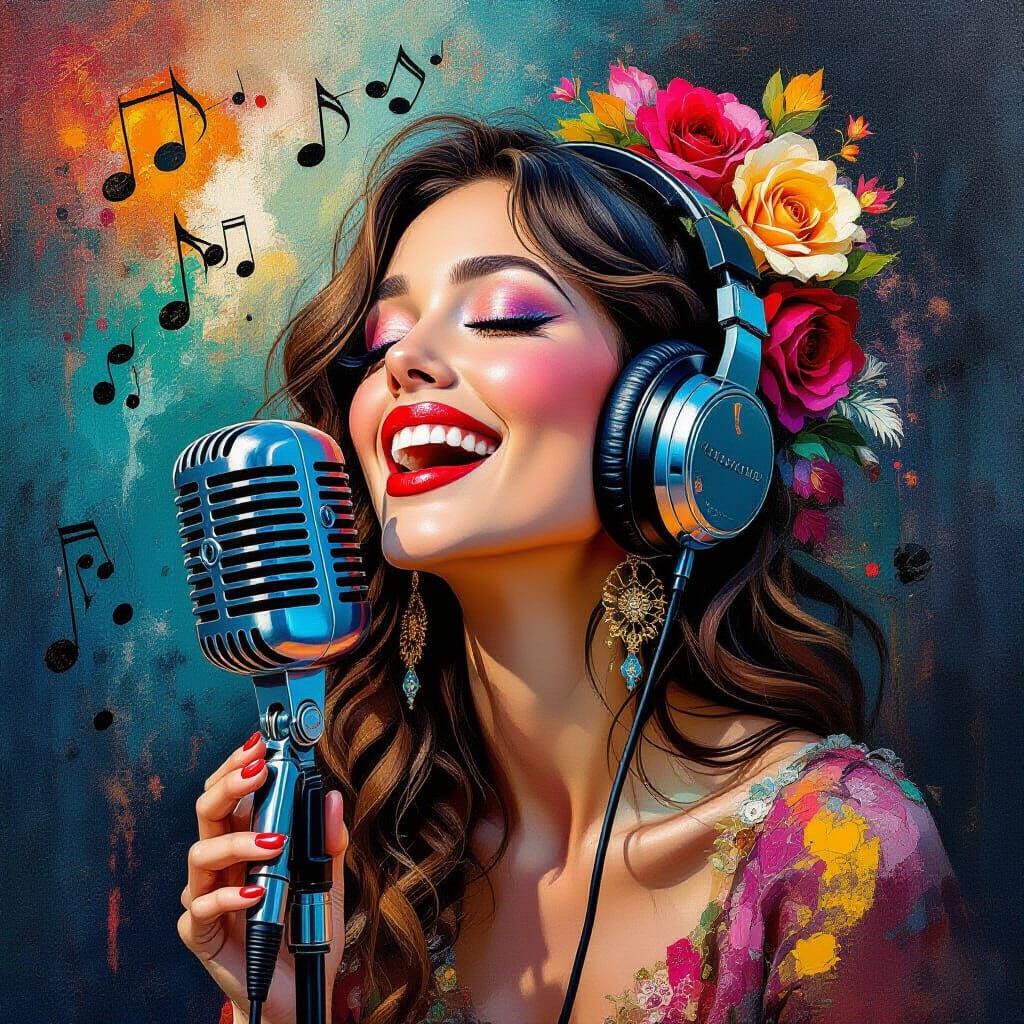 Richly textured Mixed Media painting, surreal abstract portr...