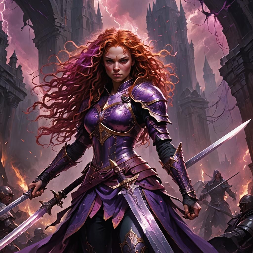 Fierce Warrior Princess with Red Hair