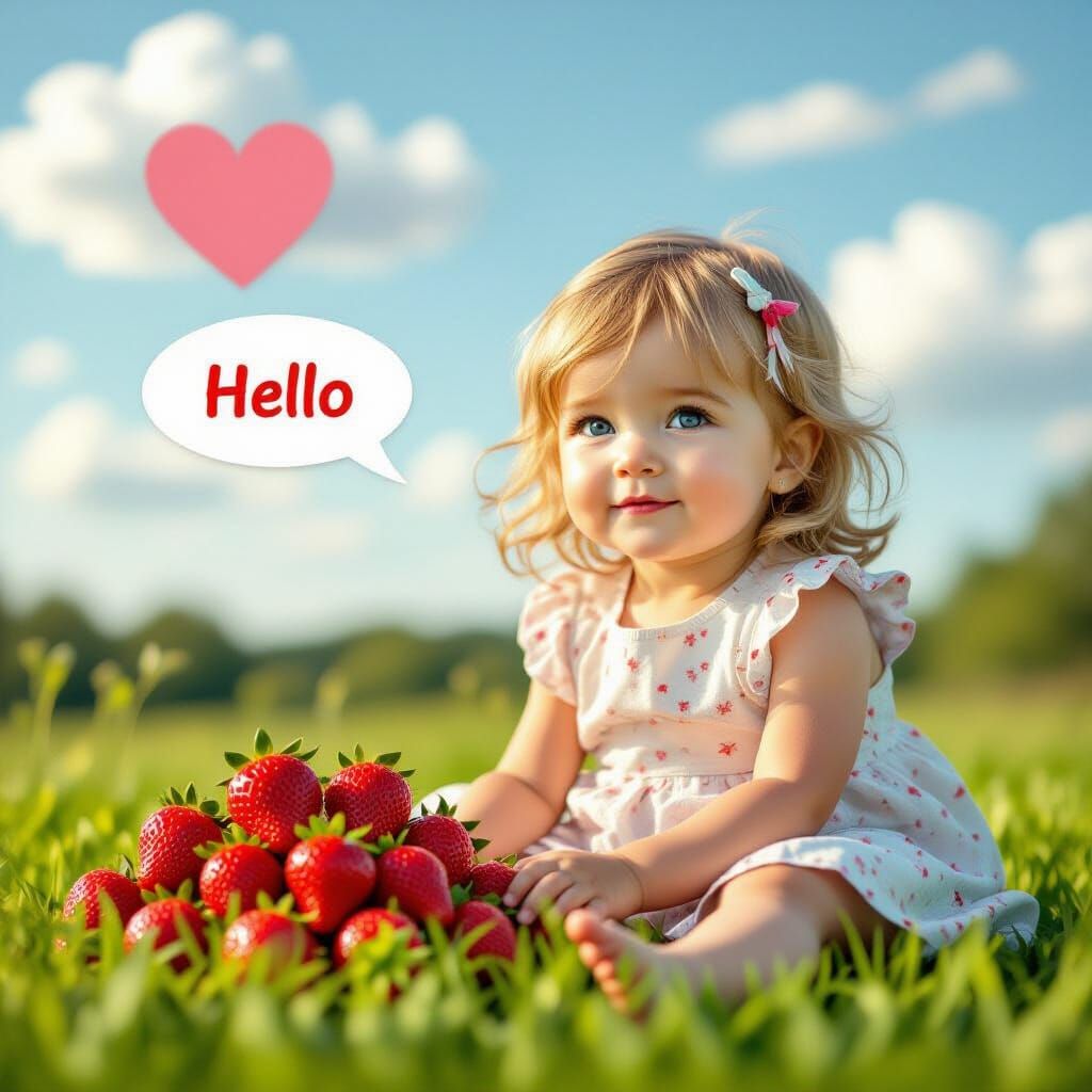 Photorealistic Girl with Strawberries on Summer Afternoon