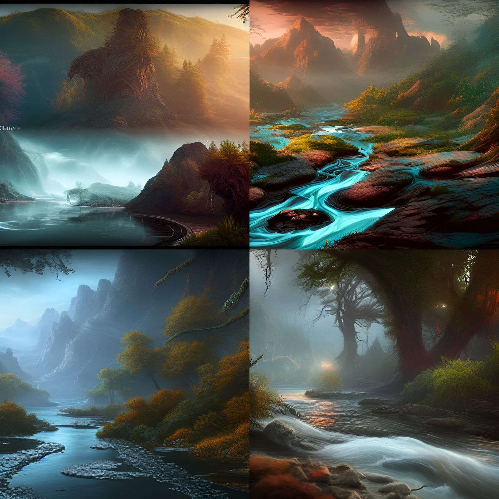 Fantastical River Landscape in Detailed Matte Painting