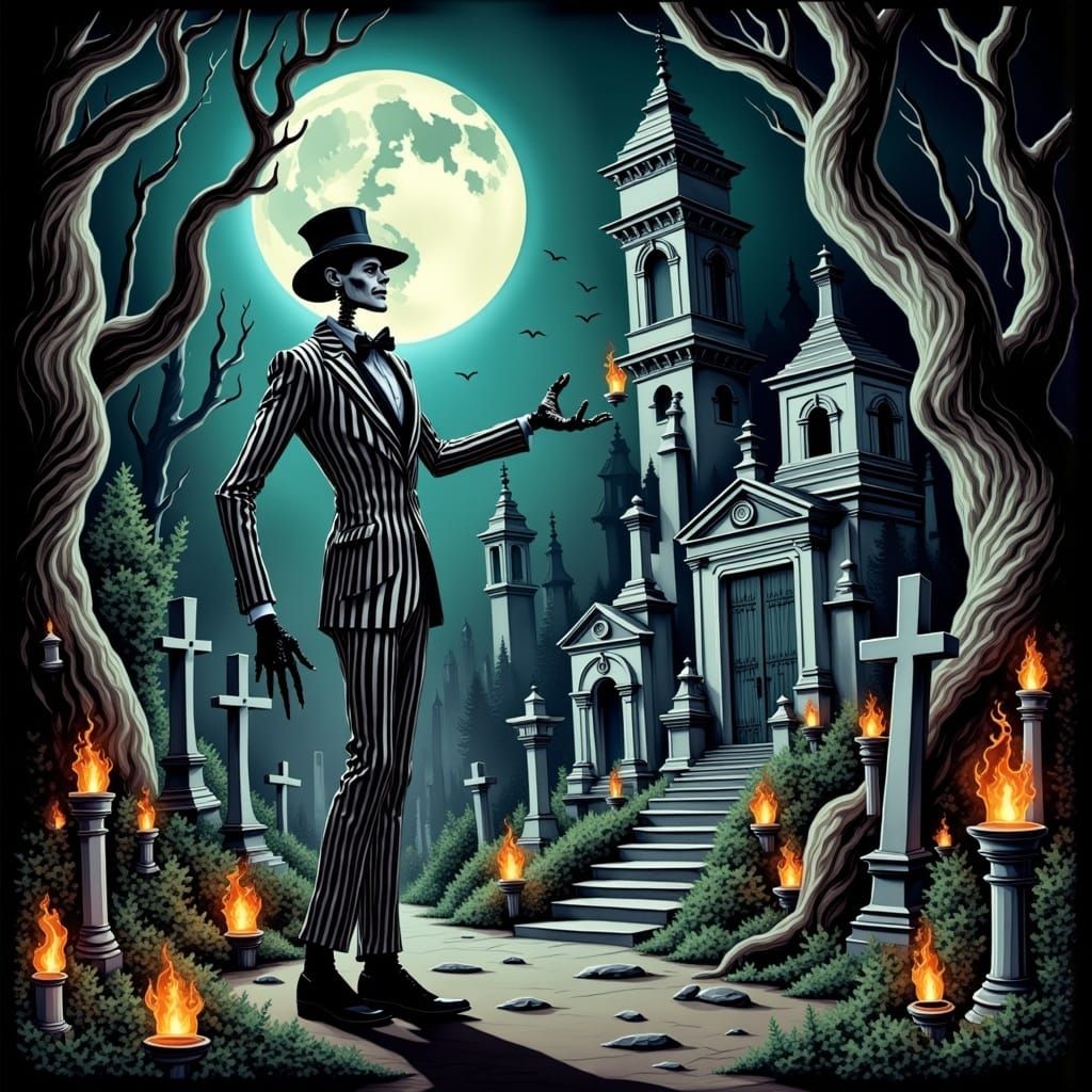 Beetlejuice dark fantasy <lora:Impressionnism:1.0>