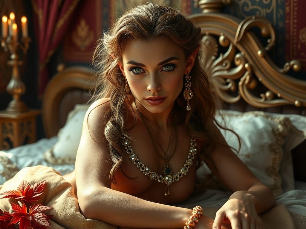 Ethereal Elf Maiden in Opulent Brothel