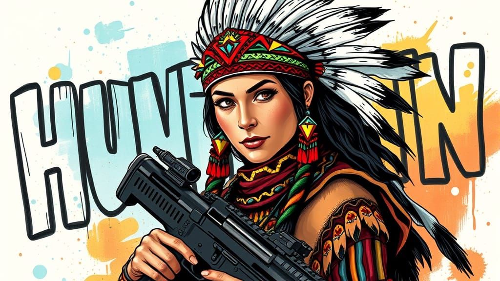 Native American Warrior Bounty Hunter in Comic Style