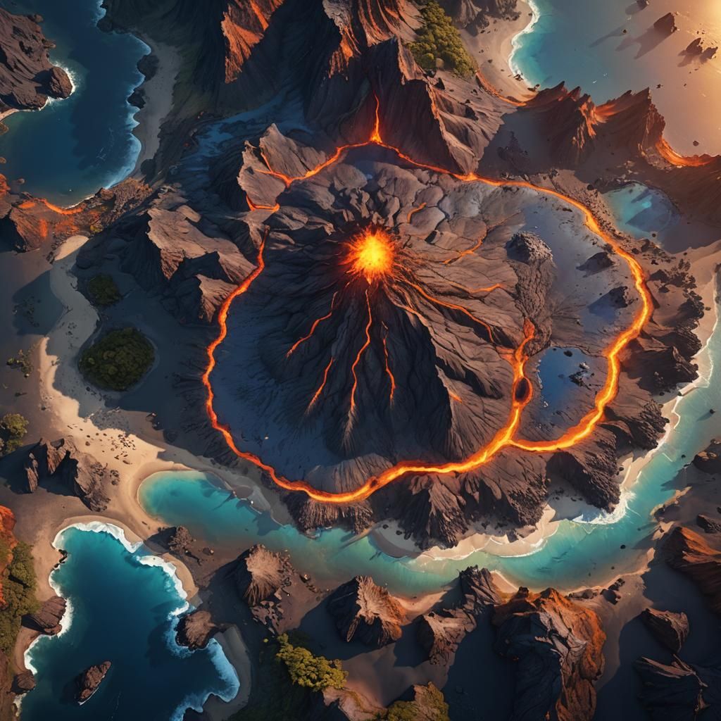 Fantasy Island with Volcano Energy, Concept Art