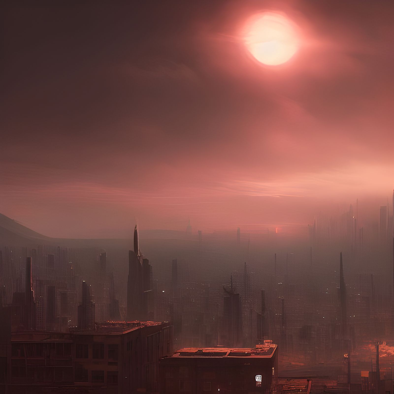 Sinister Polluted Cityscape in Detailed Matte Painting