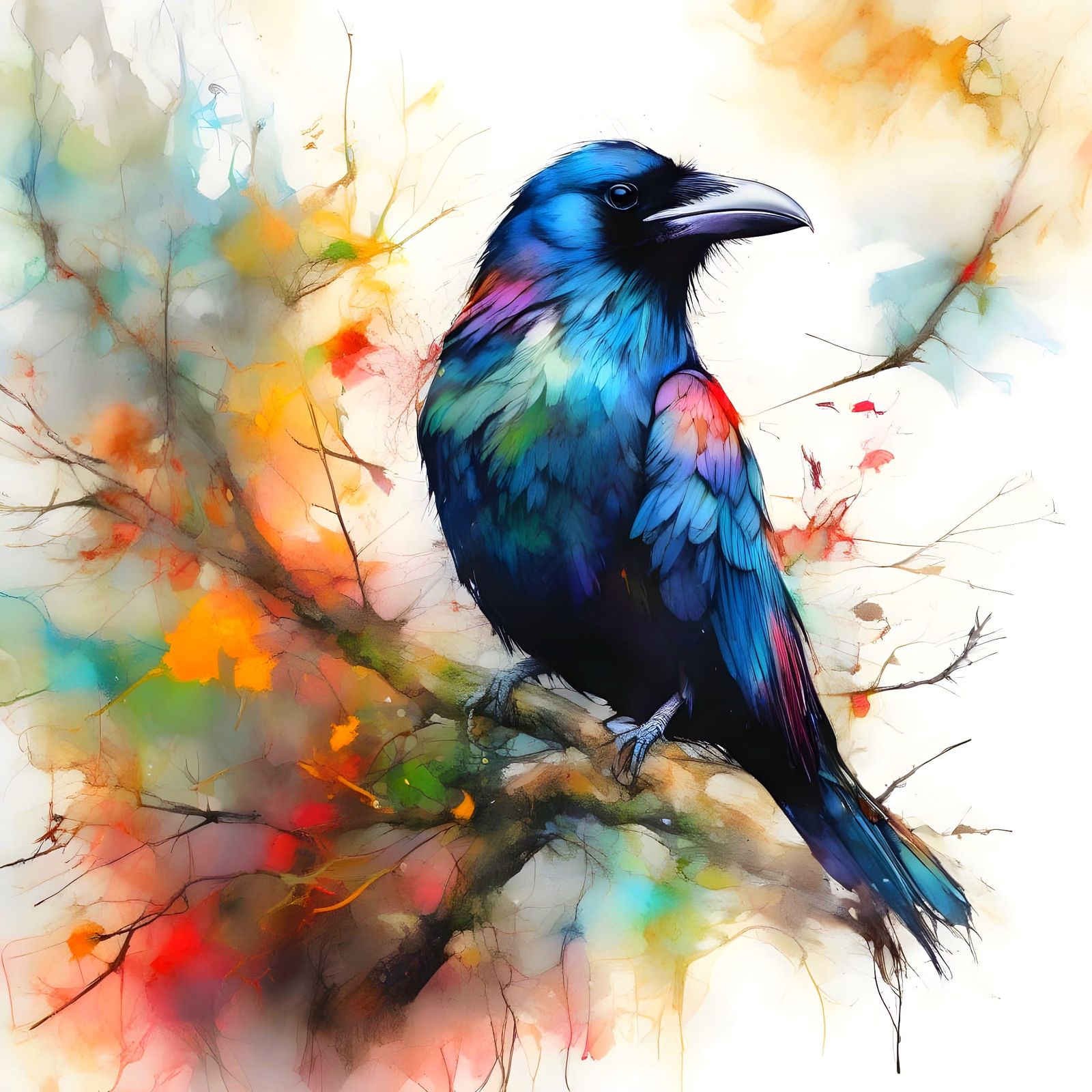 Ethereal Raven in Cosmic Vines