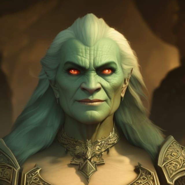 Hyperdetailed Portrait of a Half-Orc Mage