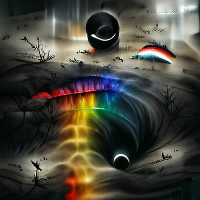 Rainbows Emerge from a Dark Abyss: Digital Illustration