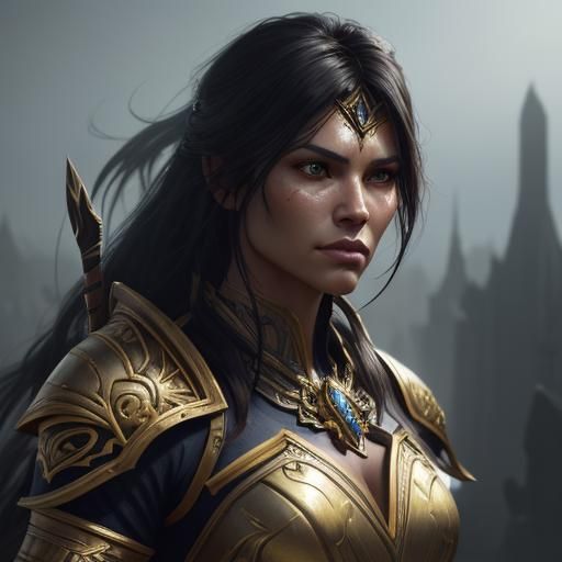 Amazon Warrior in Metropolis: Fantasy Warcraft Portrait