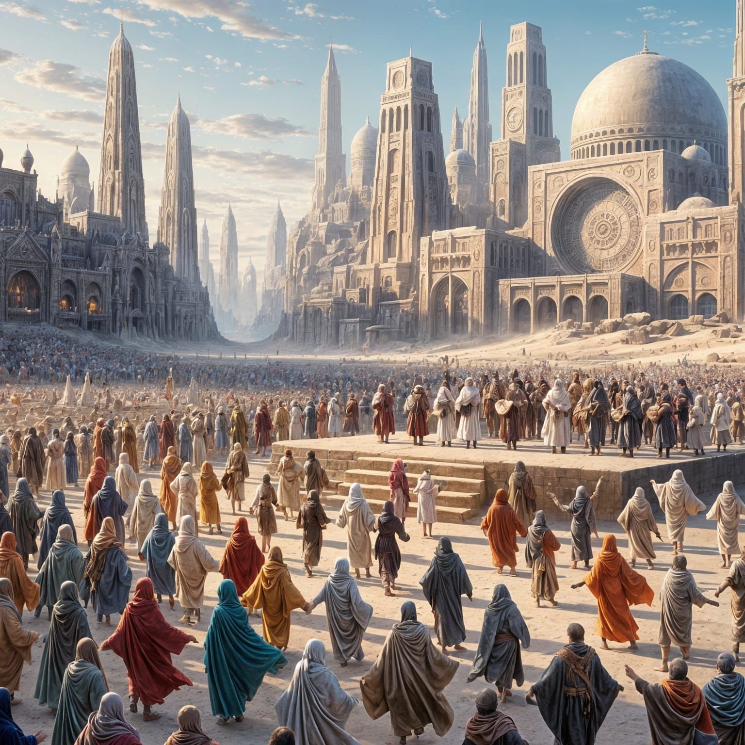 Diverse Musicians Enchant Under Desert City's Futuristic Spi...