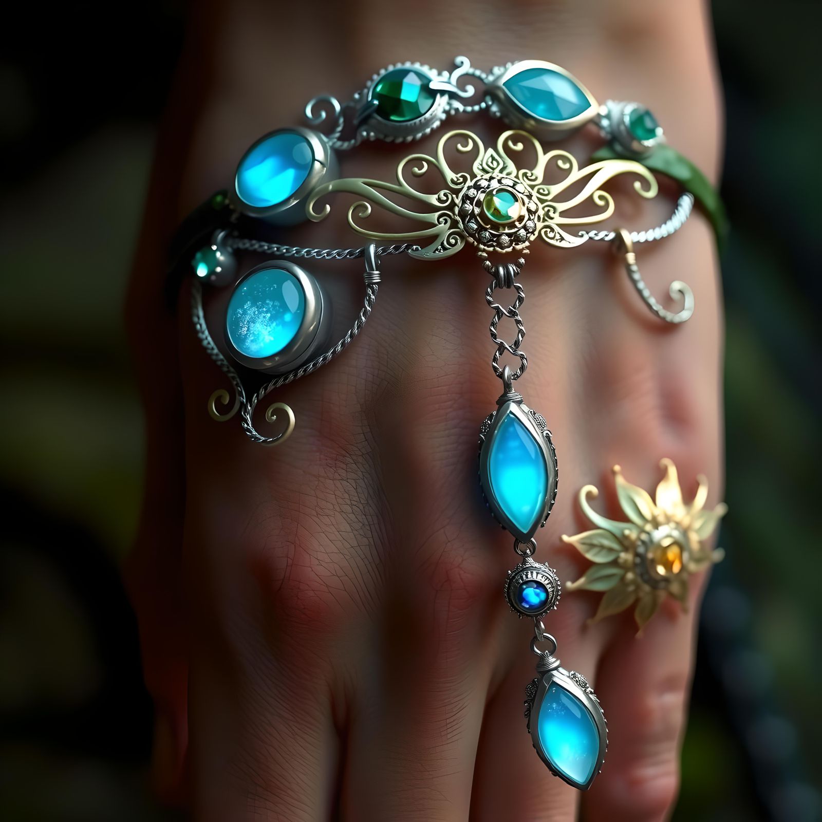 Bioluminescent Elven Bracelet in Tolkien Style