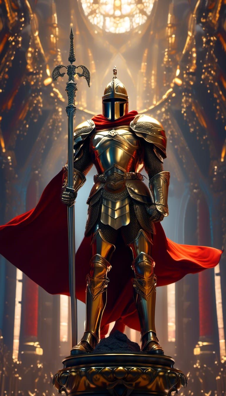 Brass Knight Statue: Dark Fantasy Concept Art