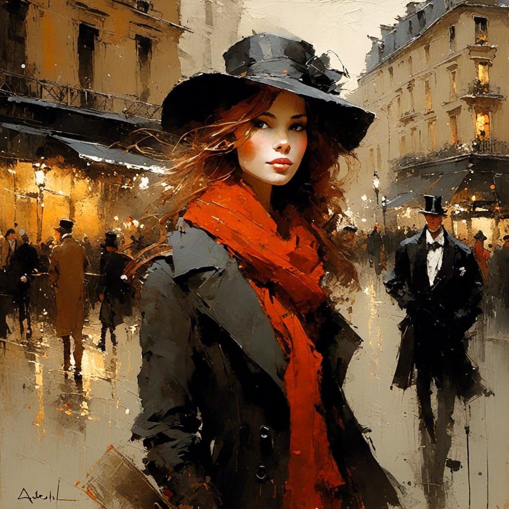 Auburn-Haired Girl in Paris, Andre Kohn Style