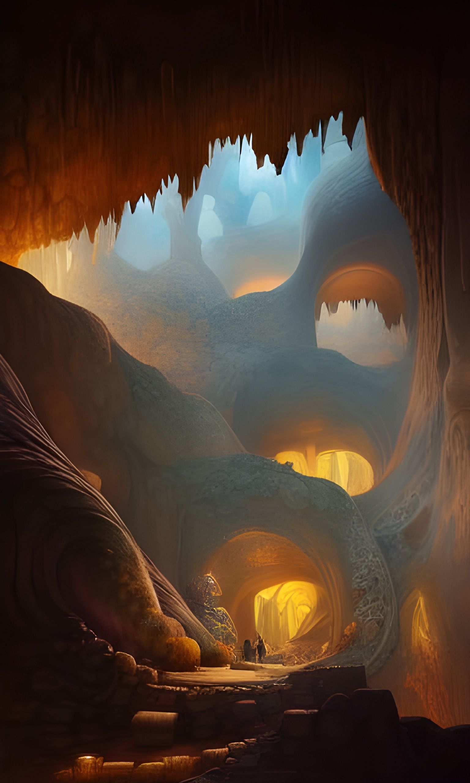 Gigantic Cave Atrium with Mining Colony