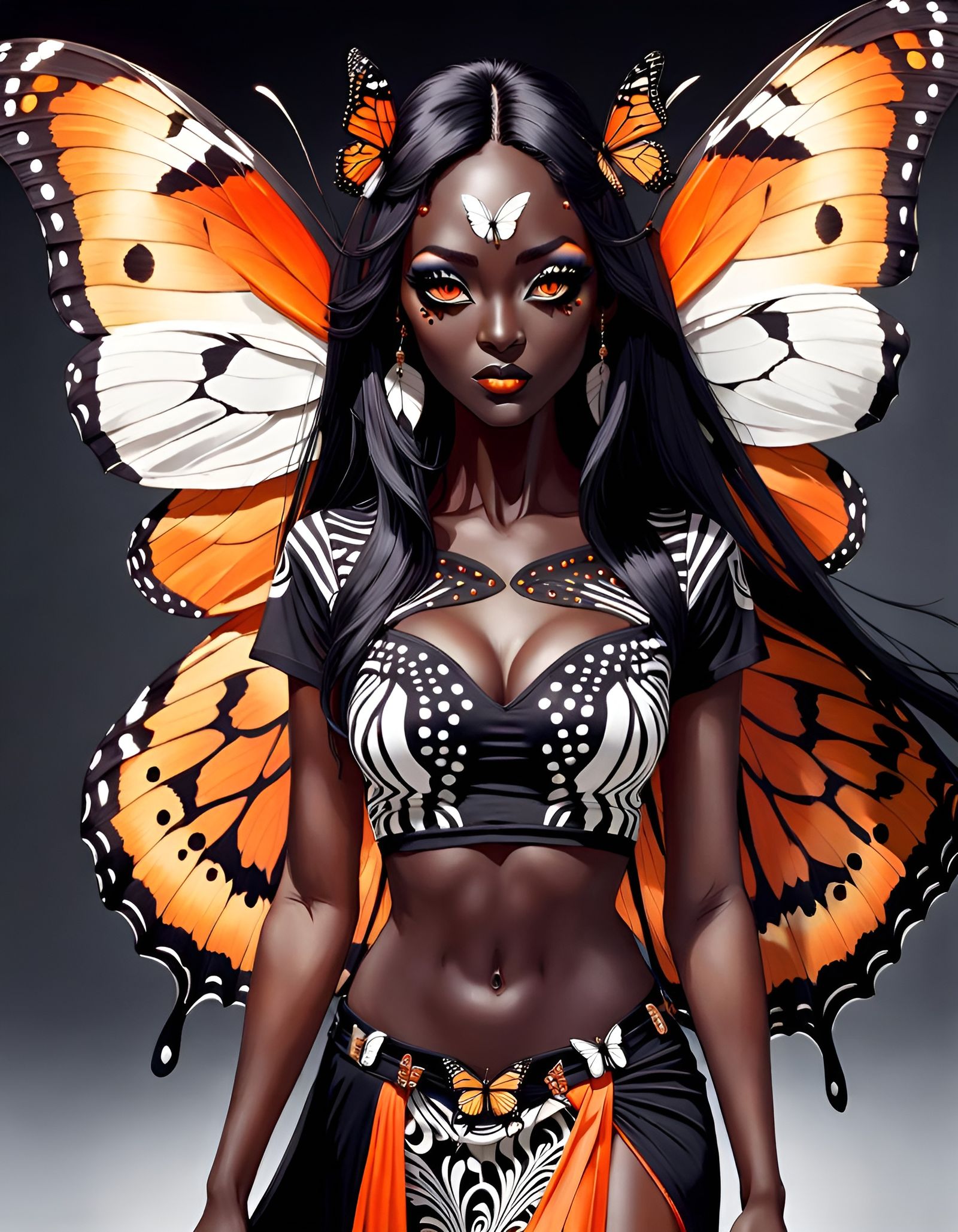 Beautiful Butterfly Monster Woman with Monarch Wings