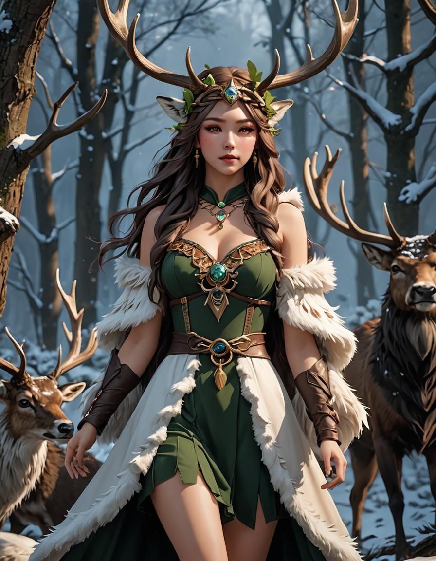 Druid-Inspired Dress in 3D Anime Art