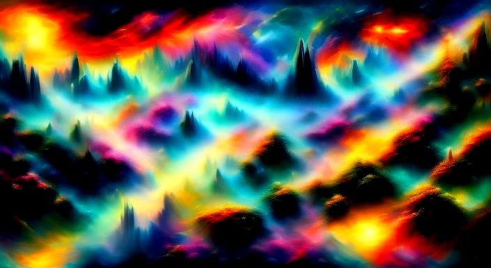 Iridescent Ancient Dreamscape in Surreal Style
