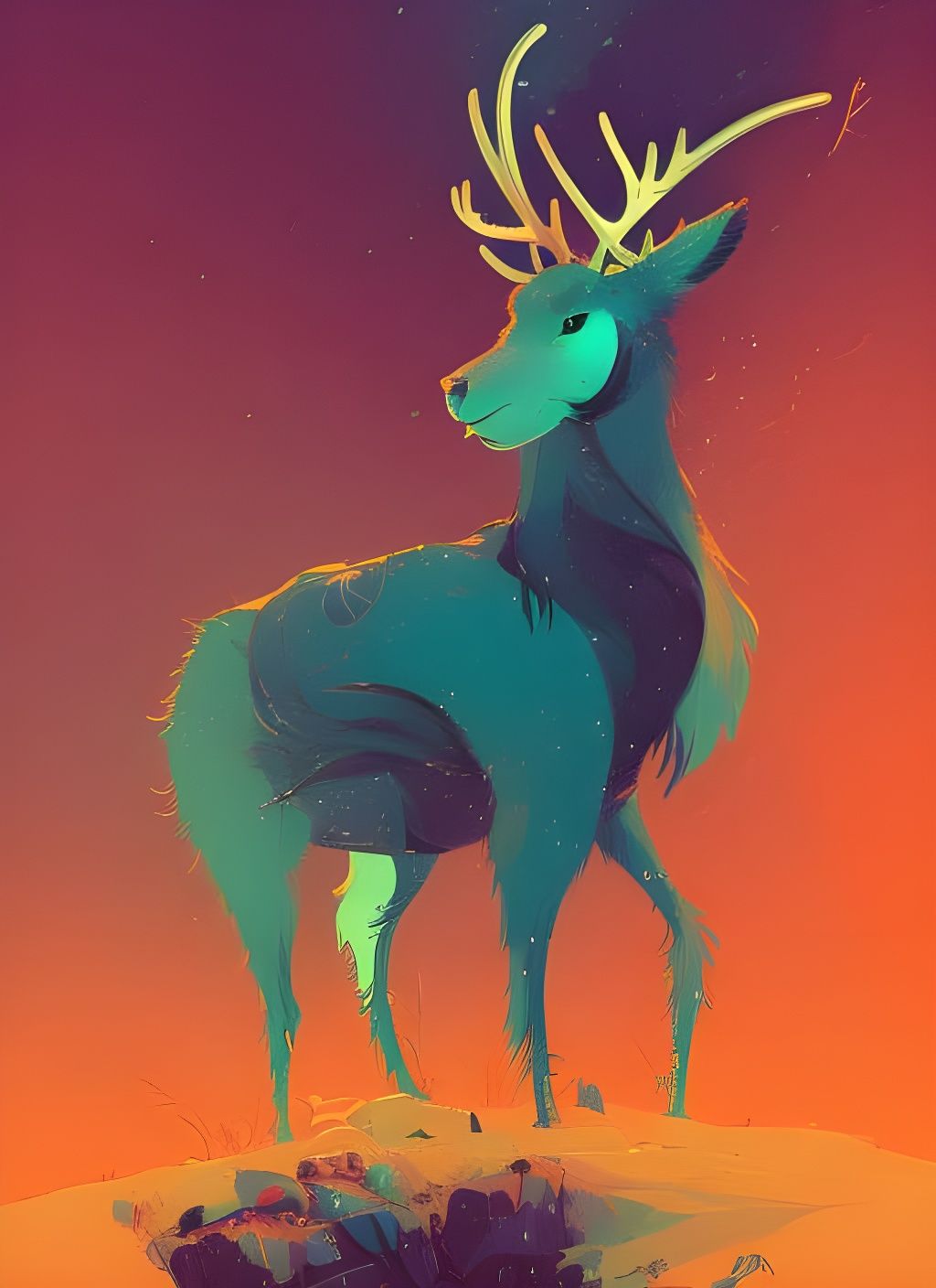 Reindeer Spirits in Composite Art Style