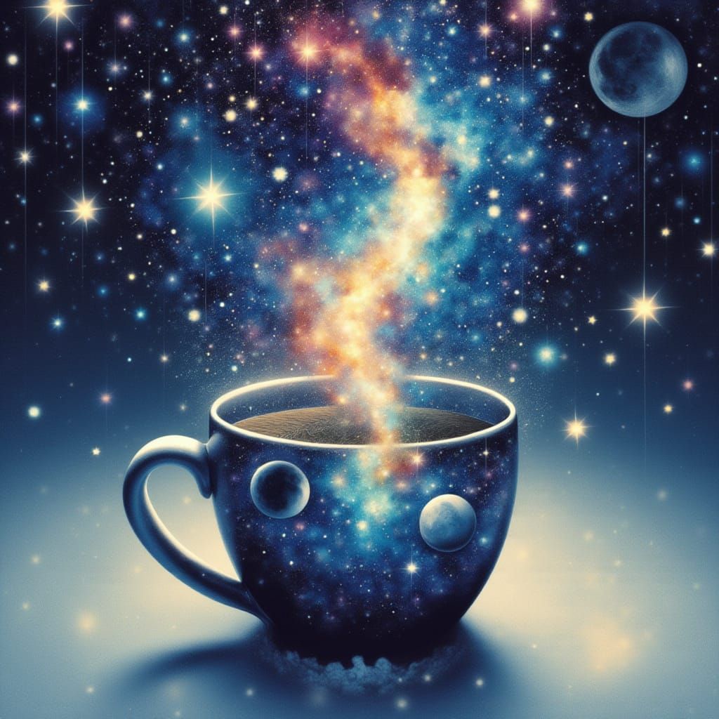 Ethereal Dream Portal Emerges From Coffee Mug