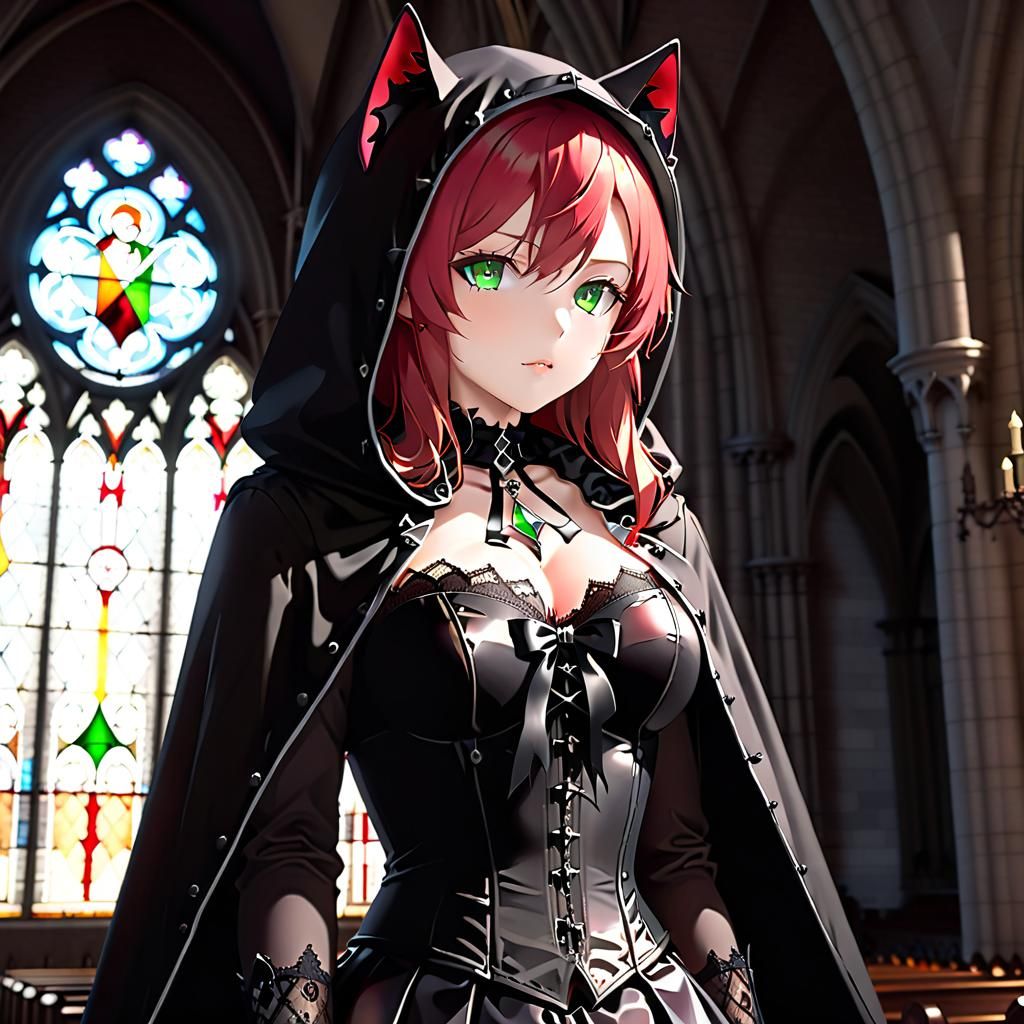 Gothic Anime Nekomimi Girl in Church, Key Visual