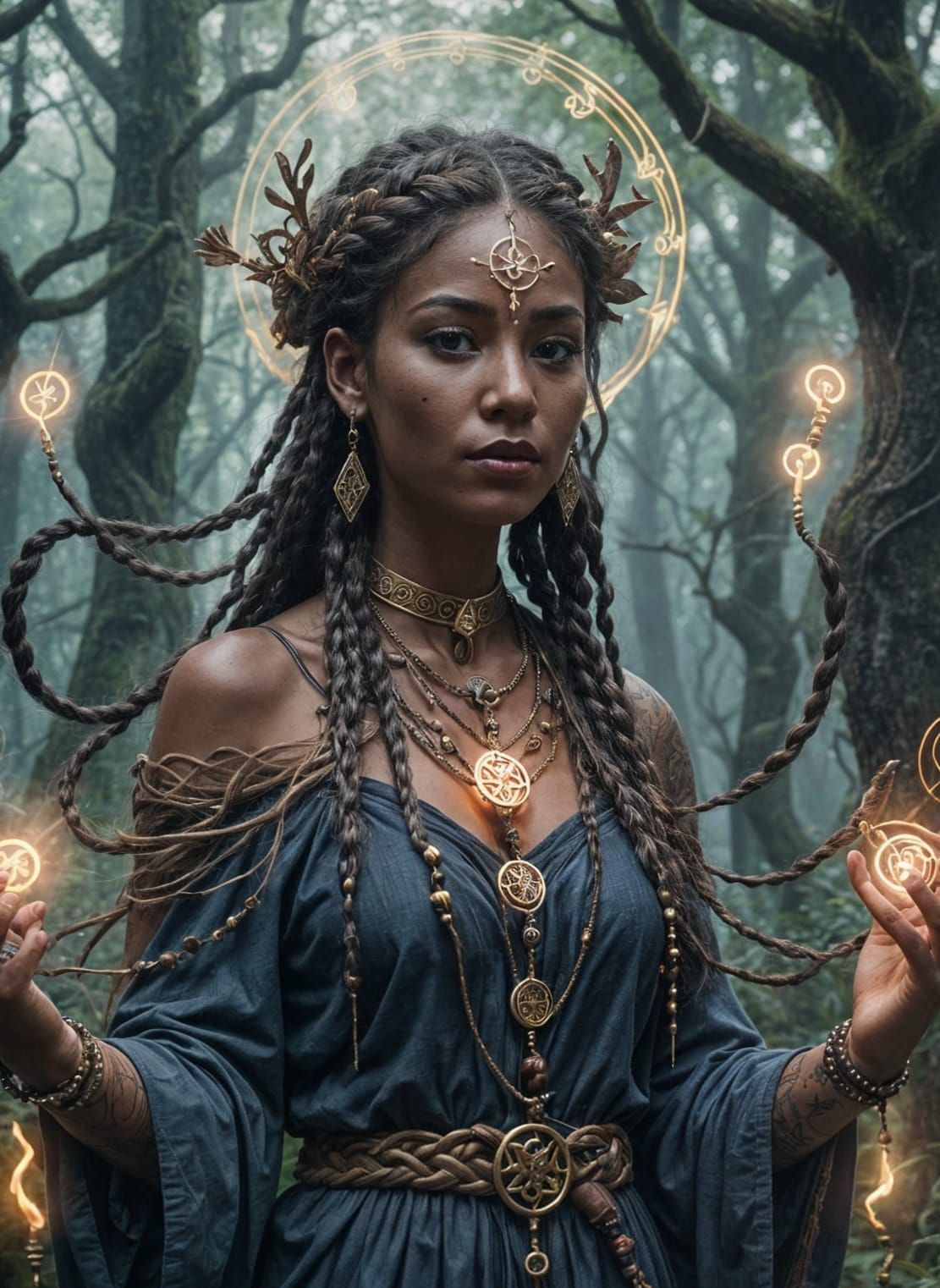 Eerie Female Shaman Summoning Spirits