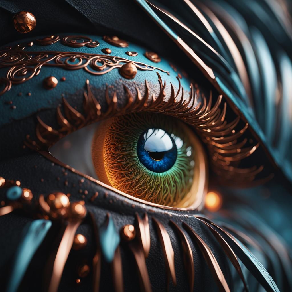 Dark Copper Goddess in Hyperrealistic Detail