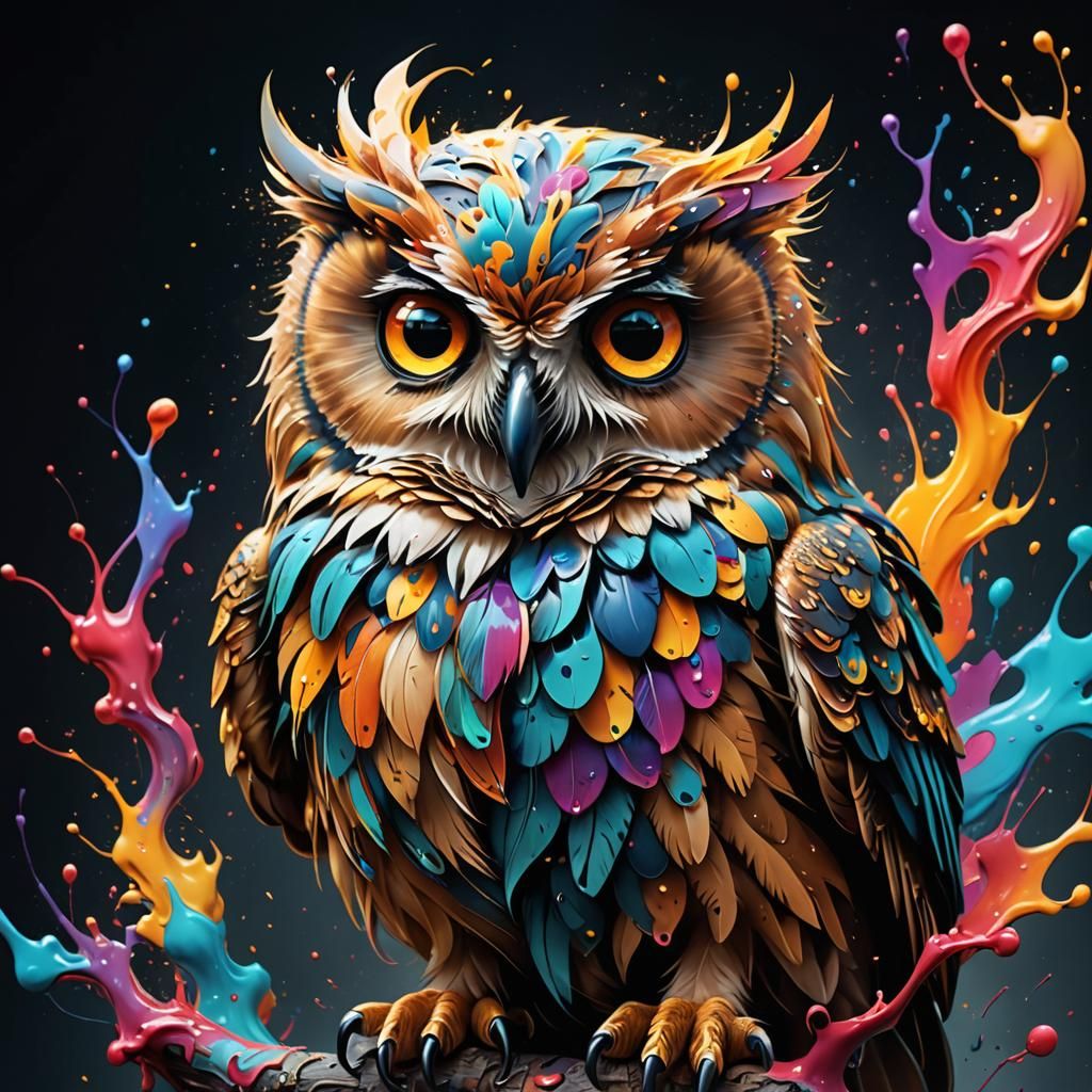 Cute Fluffy Owl Concept Art in Fantasy Style