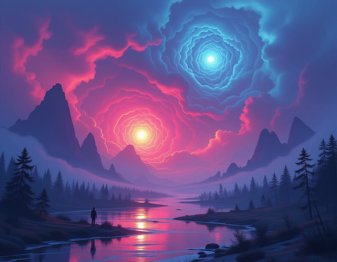 Vibrant Fractal Dreamscape with Ethereal Lighting