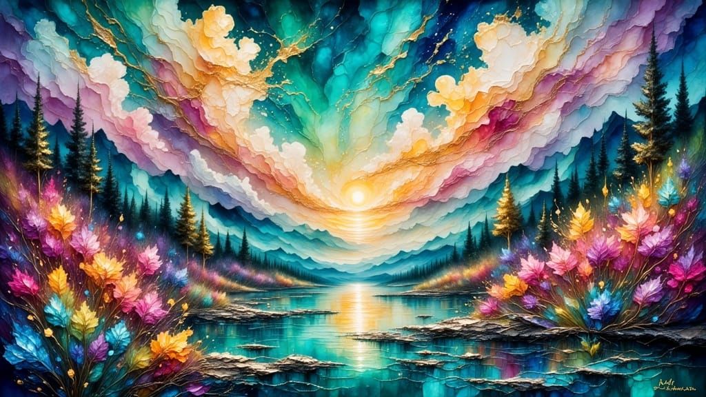 Incredible Impasto Painting with Flowing Script