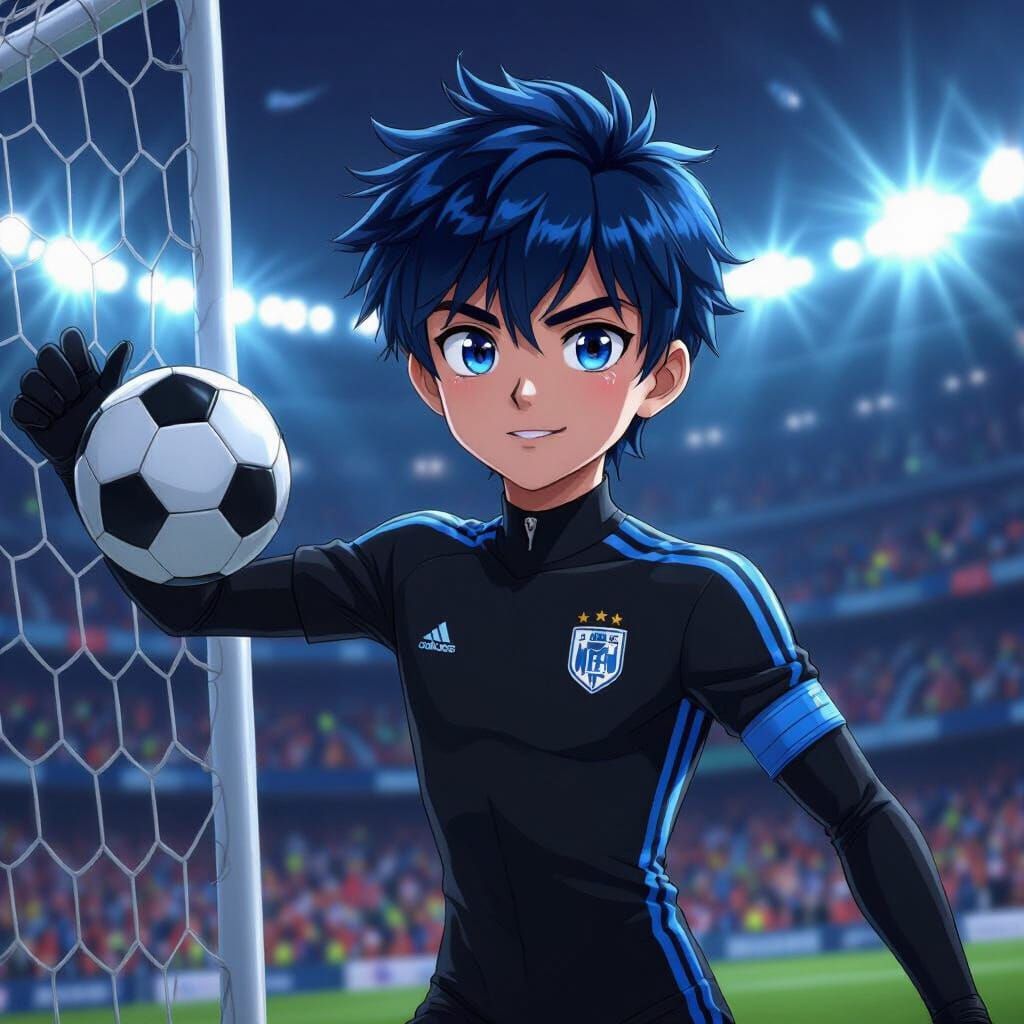 Teen Soccer Star Scores Goal in Vivid Digital Art Style