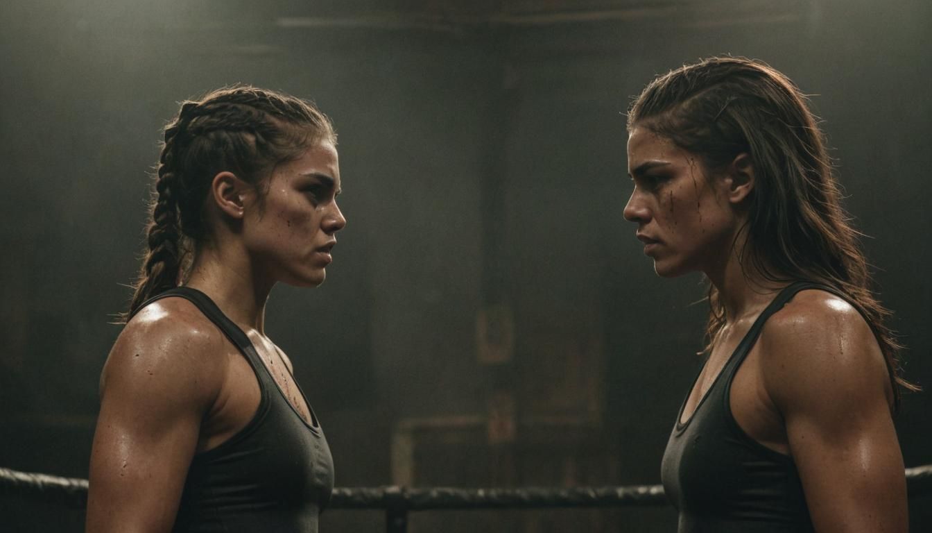 Intense Face-Off Between MMA Fighters in Octagon