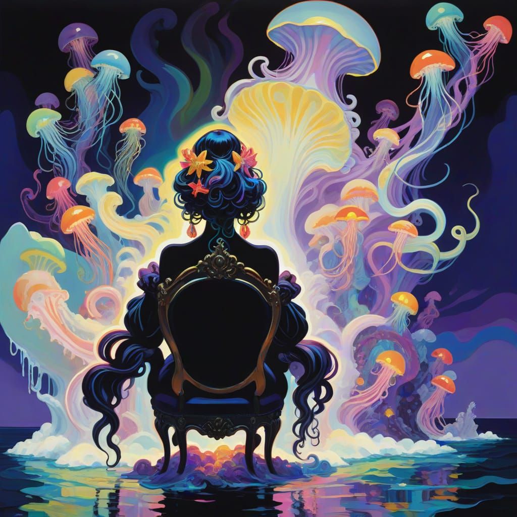 Ursula on Throne in Surreal Fauvist Style