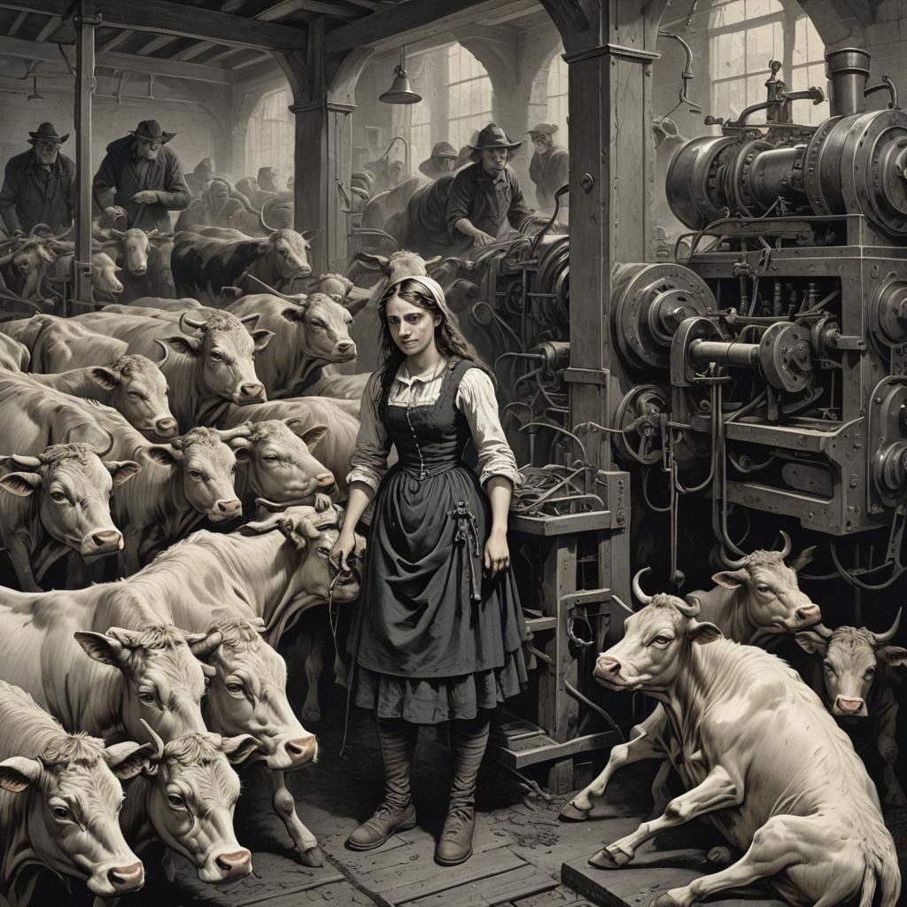 Disturbing Scene: Woman, Machine, and Laughing Cows