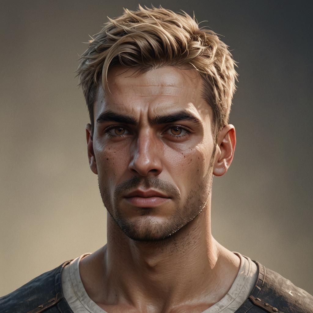 Hyperrealistic Portrait of a Man with Spiked Hair