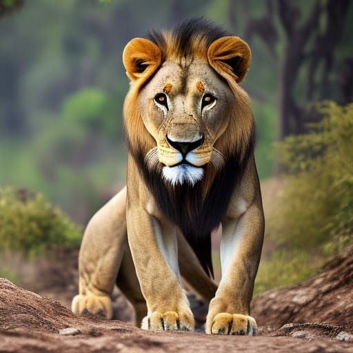 Majestic Lion in Jungle, Photorealistic 8K