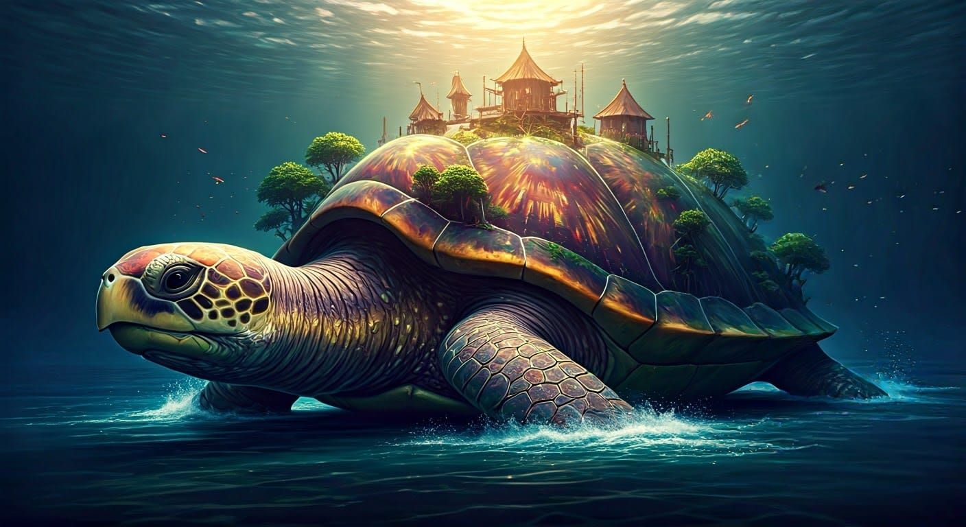 Millennial Sea Turtle Radiates Wisdom in Majestic Oceanic La...