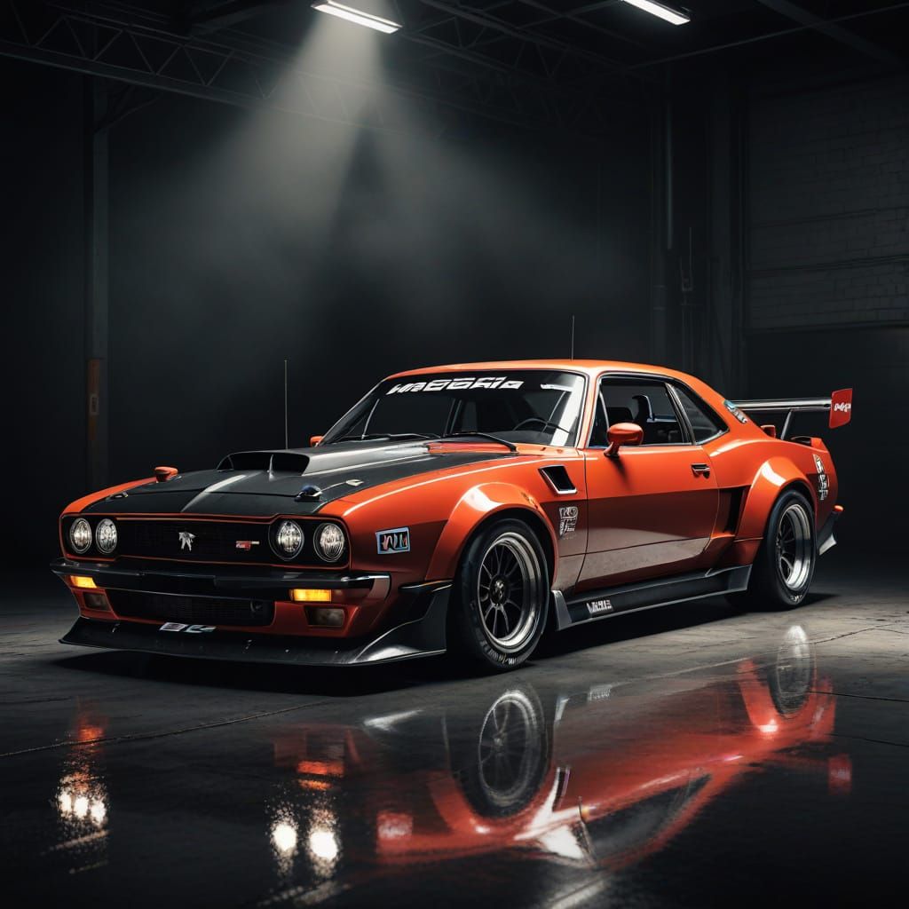 Sleek American Supercar in Moody Studio Lighting
