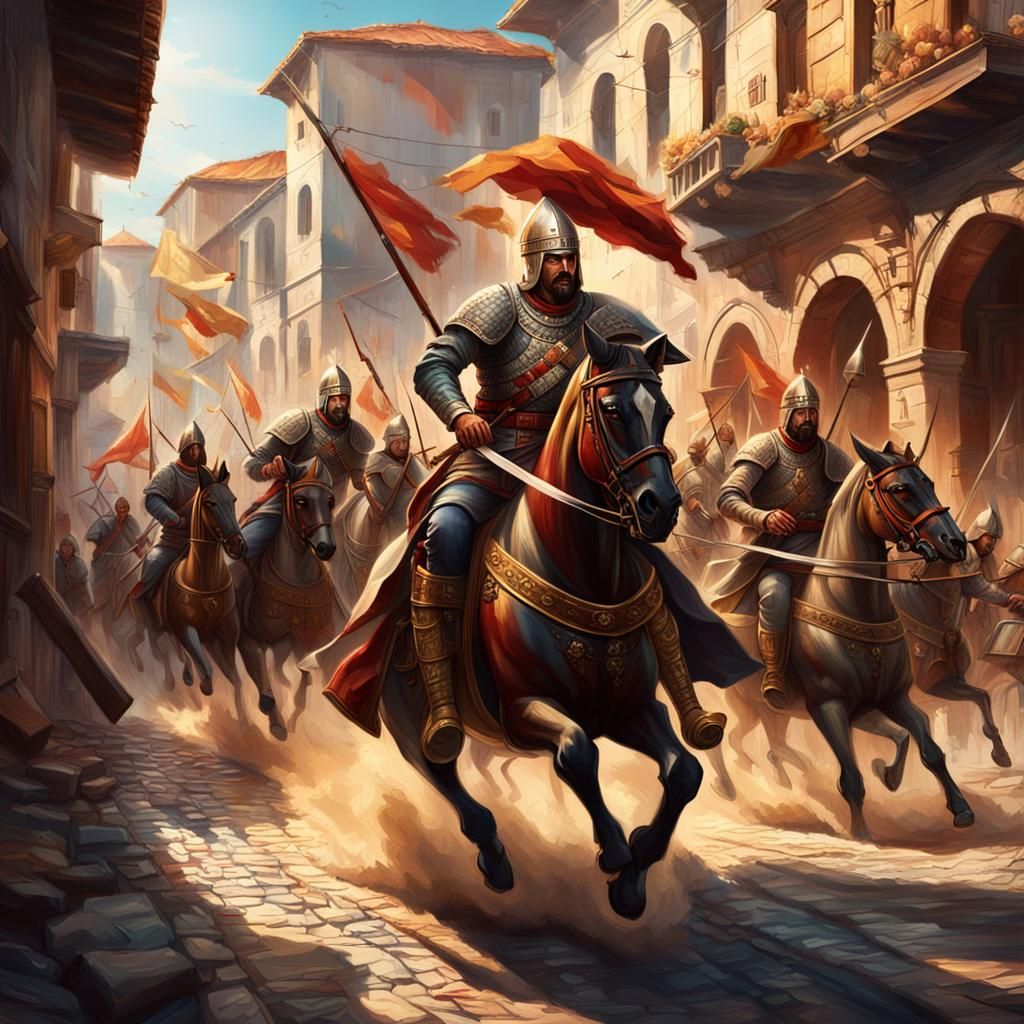 Byzantine Varangian Guard Charge: Hyperrealistic Concept Art