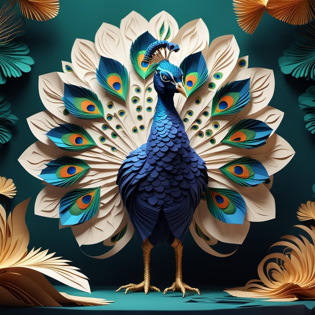 Kirigami Peacock: Intricate Folded Paper Art