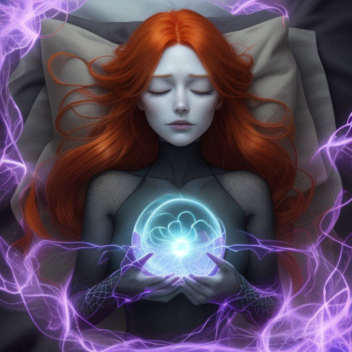 Ethereal Entity Drains Energy from Sleeping Redhead