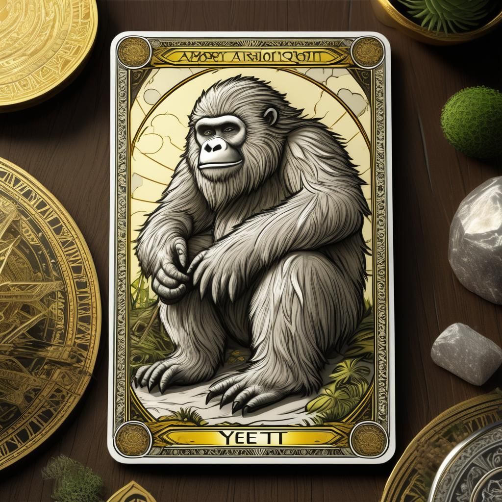 Yeti Tarot Card in Photorealistic Detail