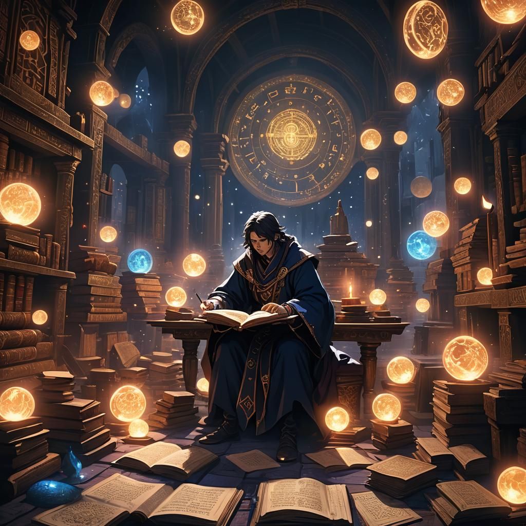 Archmage Eldrin Studies Magic: Cinematic Anime Style