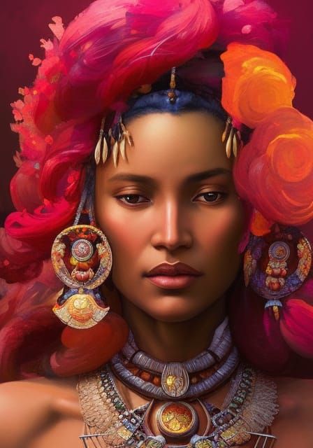 Mama Ocllo Portrait in Art Nouveau Style