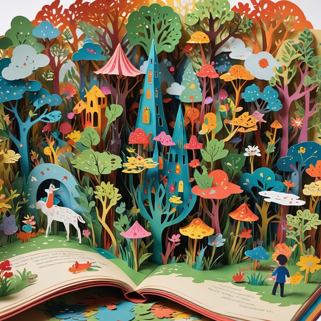 Colorful Pop-Up Book Illustration