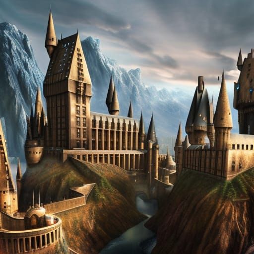 Detailed Matte Painting of Hogwarts Castle